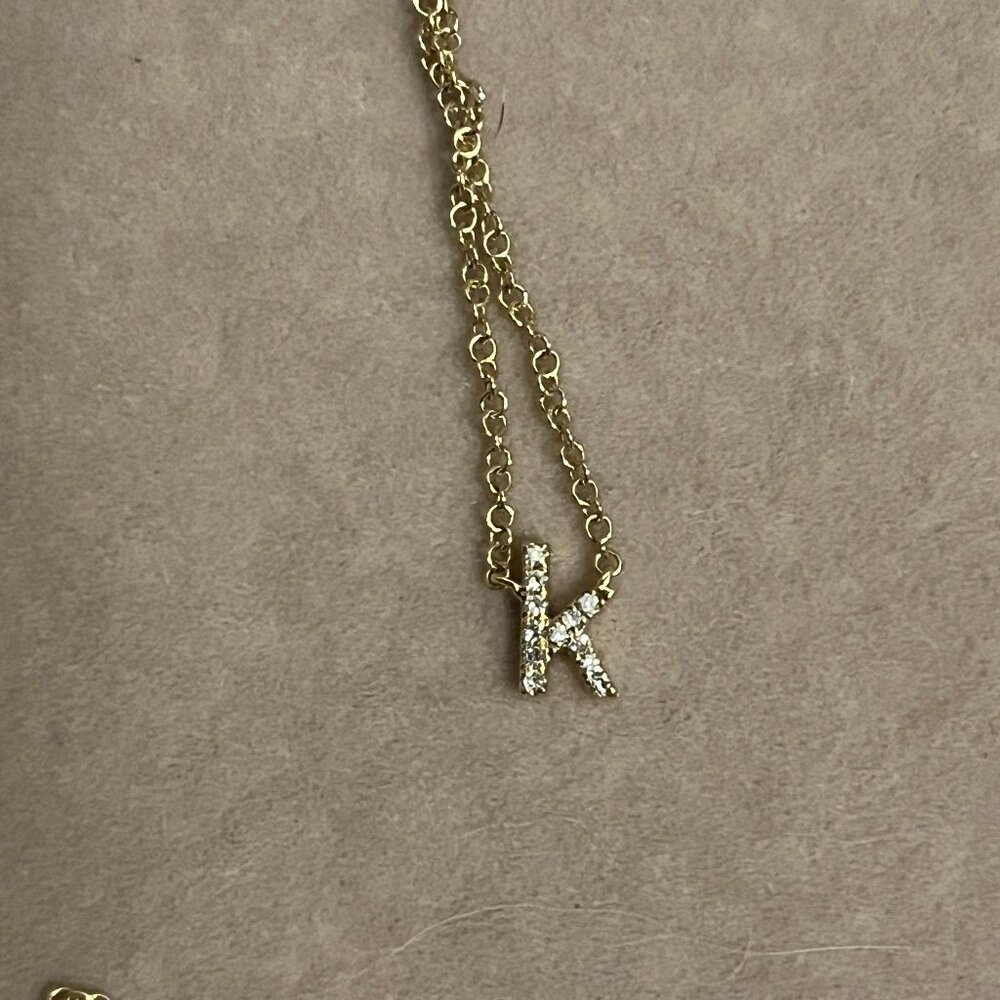 14KT Yellow Gold Diamond Lowercase Initial 'k" Necklace